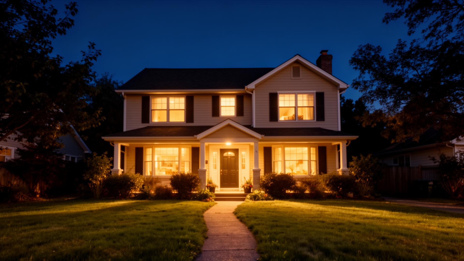 Warm home at dusk